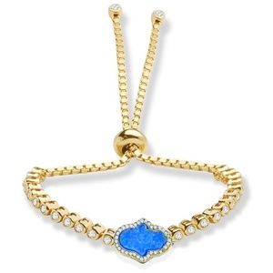 Sterling Silver Gold-tone CZ Adjustable Bracelet